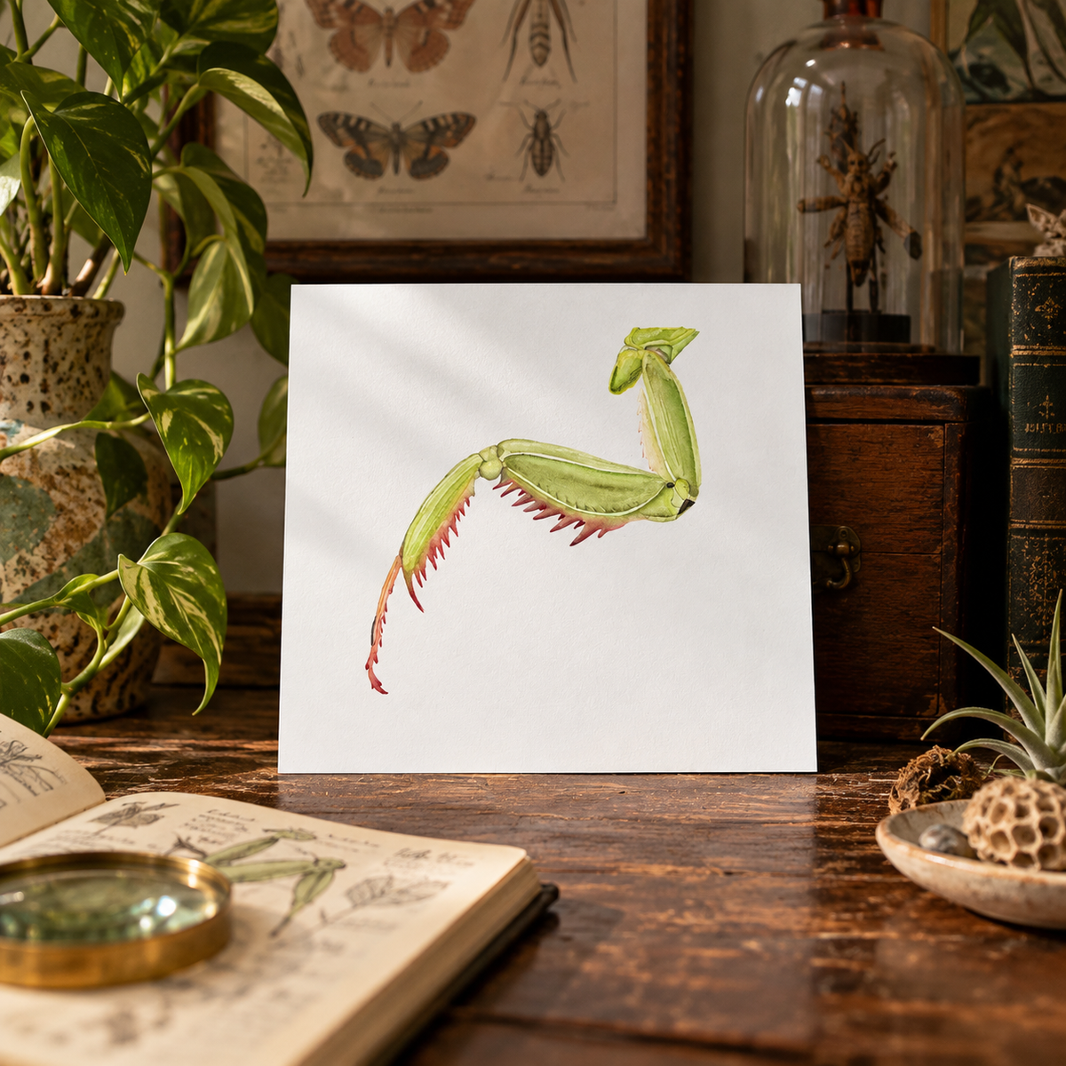 Pata Raptora de Mantis | Acuarela Original de la serie La Mirada Lenta